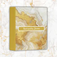 Modern Gold & White Agate Geode Monogram |  Mini Binder