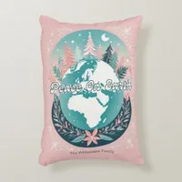 Peace On Earth World Planet Elegant Pink Christmas Accent Pillow