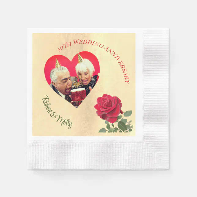 Red Rose custom Anniversary  Napkins