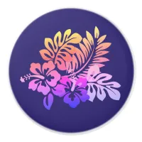 Rich Purple Floral Hibiscus Ceramic Knob