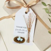 Bird Nest Eggs Pussy Willows Wedding Favor Tags