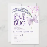 Little Love Bug Butterfly Lavender Baby Shower Invitation