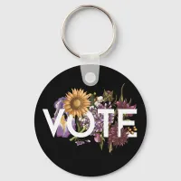 Vintage sunflower Floral Elegant Feminine Go Vote Keychain