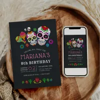 Sugar Skulls Day of the Dead Birthday Party Invitation