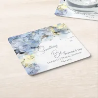 Something Blue Before I Do Hydrangea Bridal Shower Square Paper Coaster