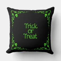 Slime Green Trick or Treat  Throw Pillow