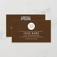 QR Code Name Professional Logo Chocolate Brown Calling Card