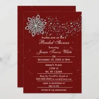 red and Silver Winter Bridal shower invite