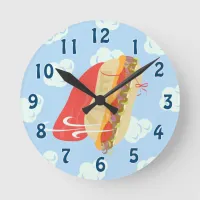 I Need A Hero Cartoon Cute Caped Sandwich Round Clock