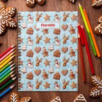 Gingerbread Cookies Christmas Blue  Notebook