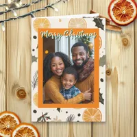 Festive Pine and Oranges Christmas Personalized  Card