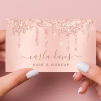 Rose Gold Drips Sparkle Lash Salon Makeup Artist Business Card