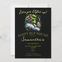 Sassy Elf Squad Girls Night Out Christmas Birthday Invitation