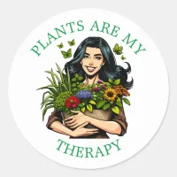 Plants are my Therapy | Funny Plant Addict Classic Round Sticker