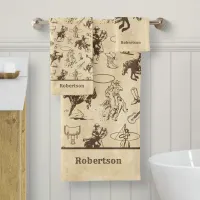 Personalized Western Horses Rodeo Cowboy Bath Towel Set