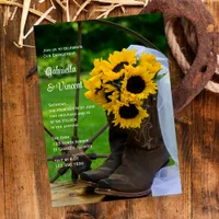 Rustic Sunflowers Boots Western Engagement Party Invitation