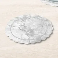 Simple White and Grey Marble |  Paper Coaster