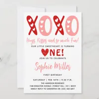 XOXO Hugs & Kisses Valentine's Day 1st Birthday Holiday Card