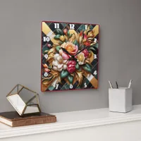 Elegant Arrangement of Colorful Roses and Foliage Square Wall Clock