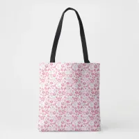 Girly Blush Pink Tropical Flowers Pattern Tote Bag