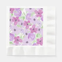 Pretty Purple Watercolor Floral Baby Shower Napkins