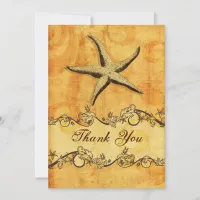 rustic, vintage ,starfish beach thank you invitation