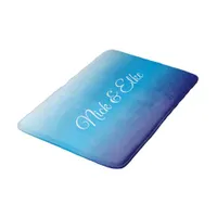 Fading Ombre Ocean Blues to White Beach House Bath Mat