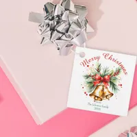 Festive Golden Bells with Red Bow Christmas  Favor Tags