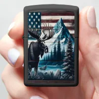 Moose And Mountain Art Zippo Lighter