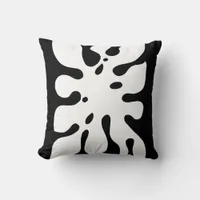 Tropical Monstera Leaf Abstract Black and White Throw Pillow