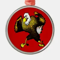 Cartoon Fighting Eagle Metal Ornament