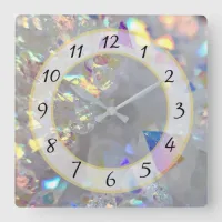 White Silver Metallic Faux Stone Gem Clock