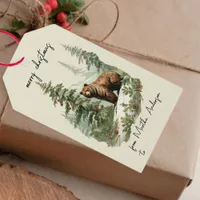 Vintage Christmas Winter Woodland Fox Name  Gift Tags