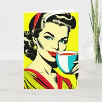 Funny Coffee Humor | Retro Lady Friendship Card