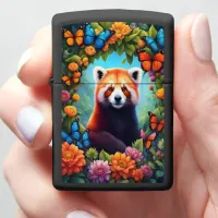 Red Panda Among Flowers Zippo Lighter