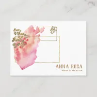 *~* Gold Girly Geometric Peach Pink &  Watercolor Business Card