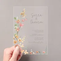 Sunny Wildflower Wedding Transparent ID1023 Acrylic Invitations