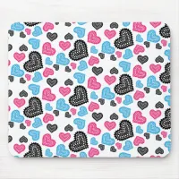 Cute Filigree Lace Hearts Pattern Mouse Pad