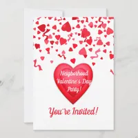 Valentine's Day Party Confetti Hearts Personalized Invitation