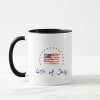 Watercolor American Flag with Faded Blue Stars     Mug