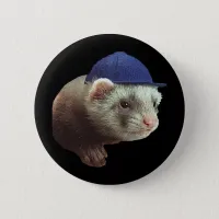 Ferret Wearing Hat Pinback Button