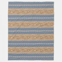 Southwest Pronghorn Antelopes Blue Border Large Fleece Blanket