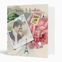 Paris Wedding Vintage Shabby-Chic Pink Rose Custom Binder