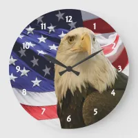 American Bald Eagle and Flag Large Clock