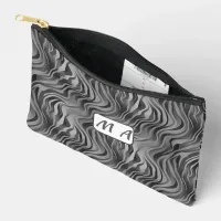 Small Greyscale Abstract Striped pattern Accessory Pouch