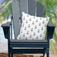 Blue Wave Anchor Navy/Wht ID836 Throw Pillow