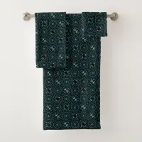 Elegant Stylish Decorative Black Geometric Pattern Bath Towel Set