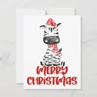 Cute Watercolor Zebra Christmas Card