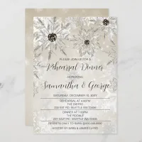 Silver Gold Snowflakes Winter Rehearsal Dinner  Invitation