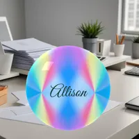 Modern iridescent pastel rainbow colored  paperweight